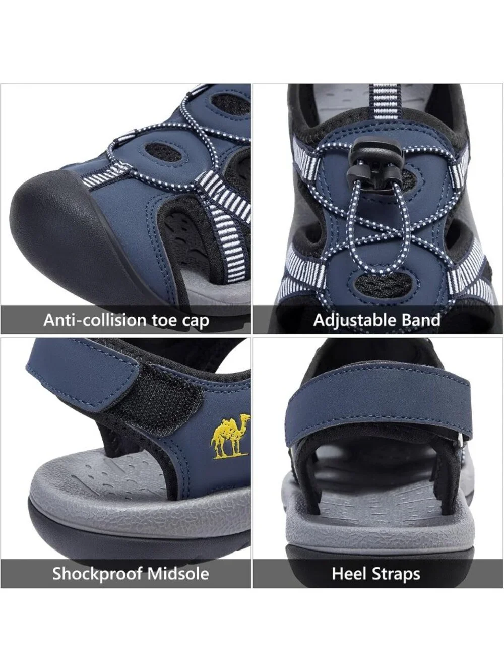 Men's Blue Closed Toe Outdoor Beach Hiking Rubber Waterproof Sport Sandals